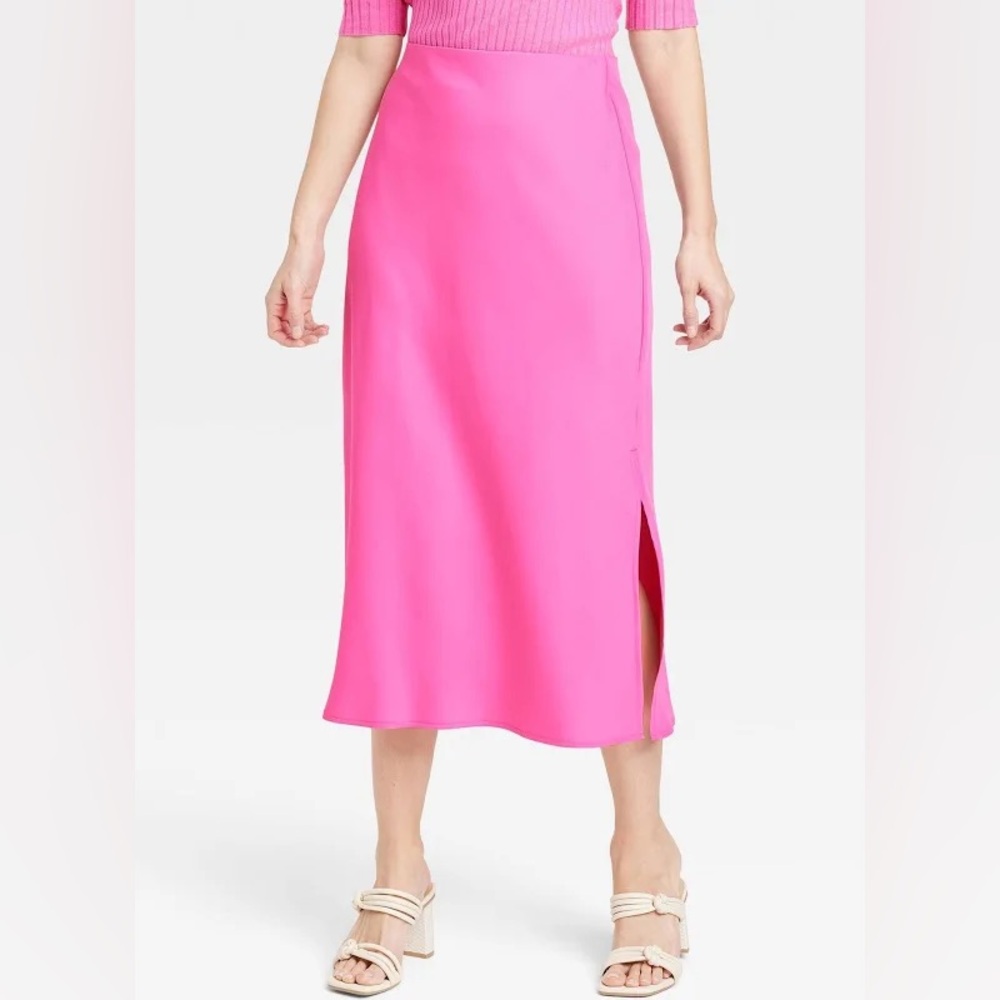 a new day Bright Pink Midi Skirt